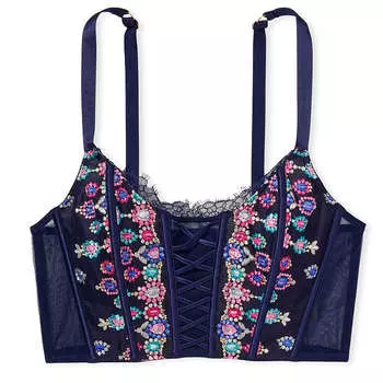 Бархатный корсетный топ без подкладки на шнуровке Victoria's Secret Dream Angels, фиолетовый