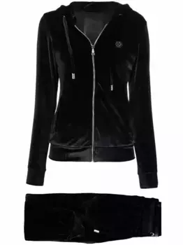 Бархатный костюм с логотипом Philipp Plein, черный