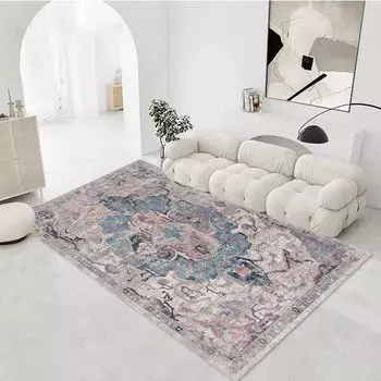 Бархатный ковер 60 x 90 см, прямоугольный моющийся коврик для гостиной, современный мягкий впитывающий нескользящий коврик Rosikey, серый