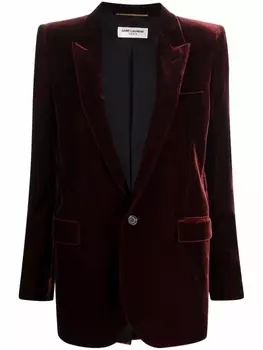 Бархатный однобортный блейзер Saint Laurent, красный