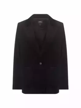 Бархатный однобортный жакет A.P.C., черный