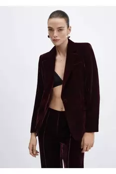 Бархатный пиджак Mango, фиолетовый