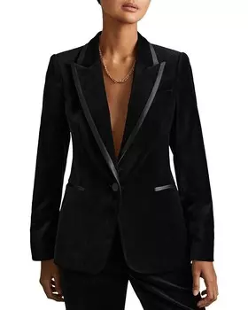 Бархатный пиджак REISS Parisa, черный