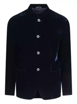 Бархатный пиджак с воротником-стойкой GIORGIO ARMANI, синий