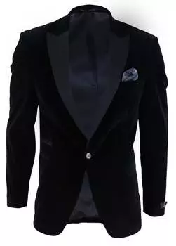 Бархатный пиджак-смокинг на 1 пуговице TruClothing, черный