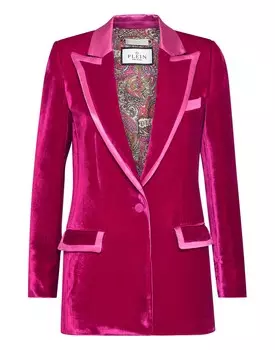 Бархатный пиджак свободного кроя с узором пейсли и банданой Philipp Plein, фуксия