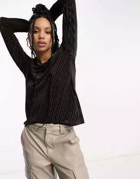 Бархатный плиссированный топ Urban Threads шоколадно-коричневого цвета