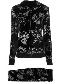 Бархатный спортивный костюм Philipp Plein, черный