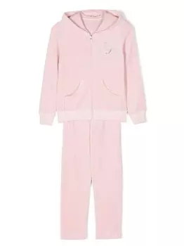 Бархатный спортивный костюм с логотипом Lapin House, украшенный кристаллами, розовый