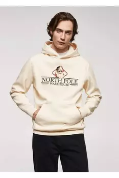 Бархатный свитер с детальным узором Mango, экрю