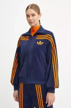 Бархатный свитшот 70s Tracktop из велюра adidas Originals, темно-синий