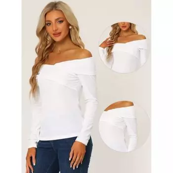 Бархатный топ для женской облегающей блузки с открытыми плечами и длинными рукавами ALLEGRA K, темно-зеленый