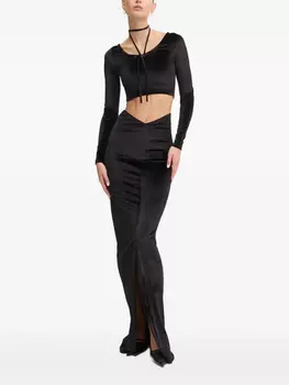 Бархатный топ Fiorucci с завязкой на шее, черный