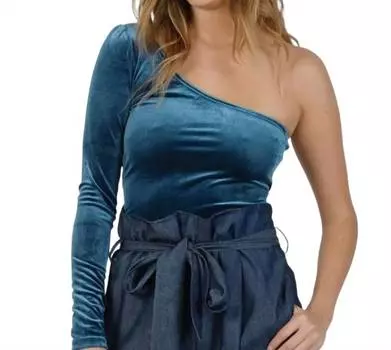 Бархатный топ на одно плечо цвета изумруда LUCCA, цвет emerald