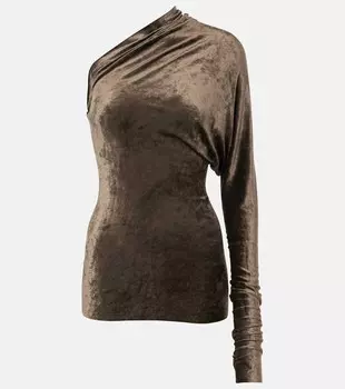 Бархатный топ на одно плечо Lilies Diana Rick Owens, цвет taupe