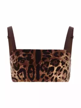 Бархатный топ с леопардовым принтом Dolce&Gabbana, мультиколор