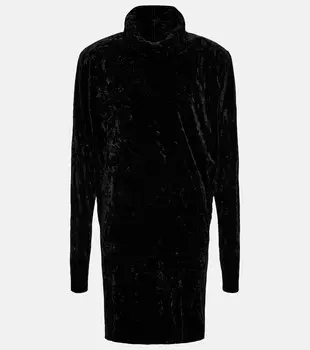 Бархатный топ с воротником-хомутом SAINT LAURENT, черный
