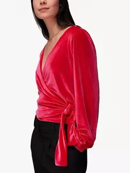 Бархатный топ с запахом и V-образным вырезом Whistles, розовый