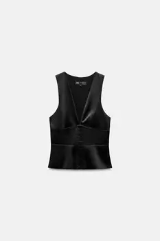 Бархатный топ ZARA, черный