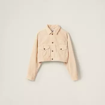 Бархатный жакет окрашенный в готовом виде Miu Miu, белый