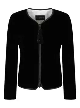 Бархатный жакет с кисточками EMPORIO ARMANI, черный