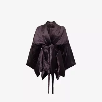 Бархатный жакет с шалевым воротником и завязкой на талии Rick Owens, фиолетовый
