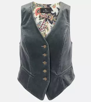 Бархатный жилет Etro, цвет sugar paper blue