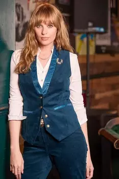 Бархатный жилет с атласной отделкой Joe Browns, синий