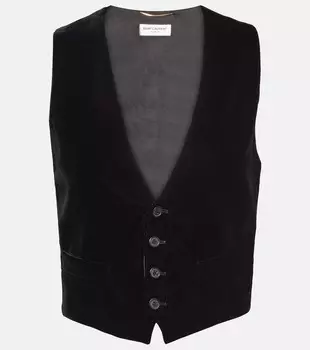 Бархатный жилет Saint Laurent, черный