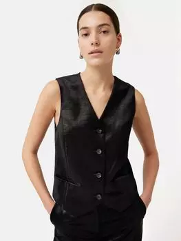 Бархатный жилет строгого кроя Jigsaw, черный