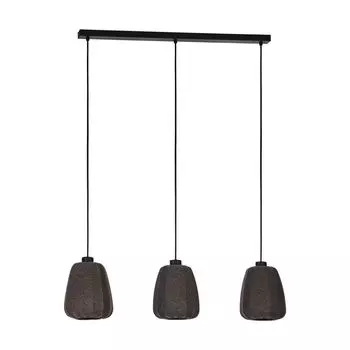BARLASTON подвесной светильник стальной черный, текстильный серый E27 3X40W Д:88см Ш:18см В:110см с диммированием EGLO
