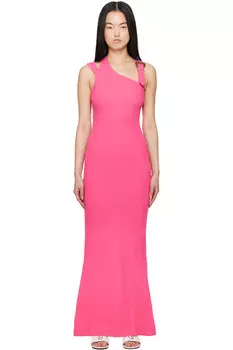 Барокко бакле макси-платье Versace Jeans Couture, цвет flamingo