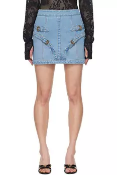 Барокко пряжка джинсовая мини-юбка Versace Jeans Couture, синий