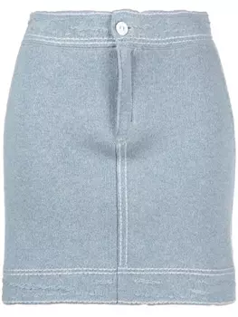Barrie contrast-stitch mini skirt, синий