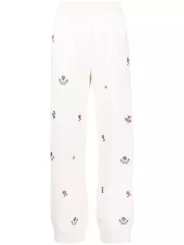 Barrie кашемировые брюки с цветочной вышивкой, белый