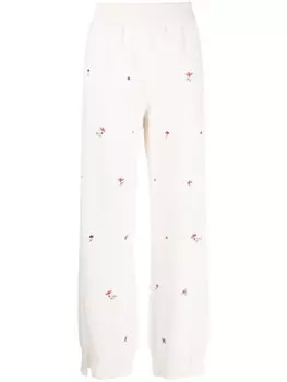 Barrie кашемировые брюки с цветочной вышивкой, нейтральный цвет