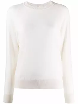 Barrie кашемировый джемпер с отделкой в рубчик, белый