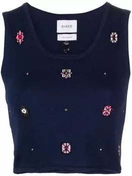 Barrie укороченные топ с цветочной вышивкой, синий