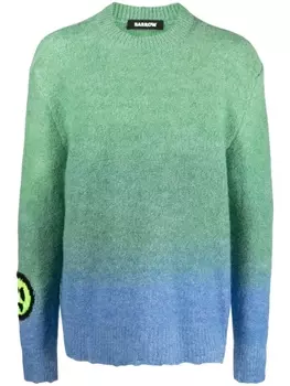 BARROW intarsia-knit logo gradient-effect jumper, зеленый