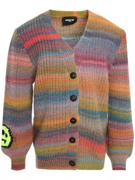 BARROW кардиган с логотипом и интарсией, оранжевый