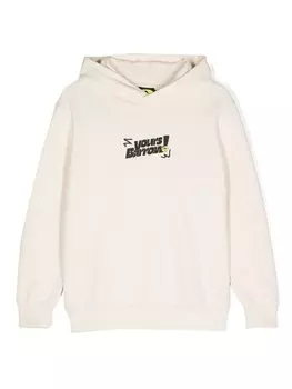 Barrow kids хлопковая толстовка с капюшоном и принтом медведя, белый