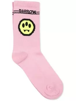 Barrow kids носки с логотипом, вязанные интарсией, розовый