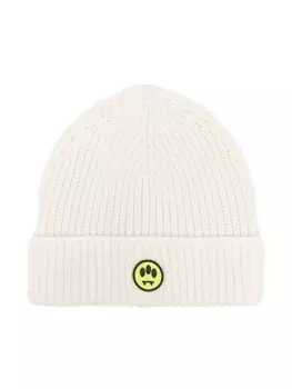 Barrow kids шапка бини в рубчик с нашивкой, нейтральный цвет