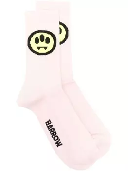 BARROW носки в рубчик с логотипом, розовый