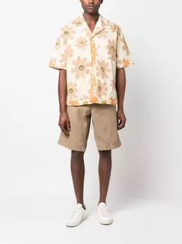 BARROW рубашка с короткими рукавами и цветочным принтом, нейтральный цвет