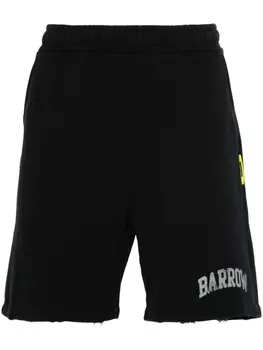 BARROW шорты с эффектом потертости и принтом Smiley, черный