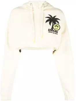 BARROW укороченное худи с графичным принтом, нейтральный цвет