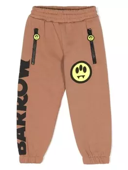 BARROW зауженные спортивные брюки с логотипом, коричневый