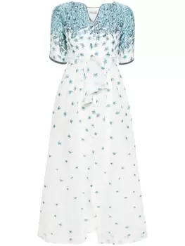 Baruni платье макси Lobelia с цветочной аппликацией, синий