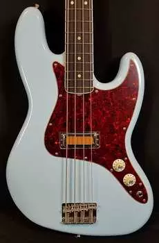 Бас-гитара Fender Gold Foil Jazz Bass, накладка на гриф черного дерева, Sonic Blue с сумкой Deluxe Gig Bag 2023 0140711372